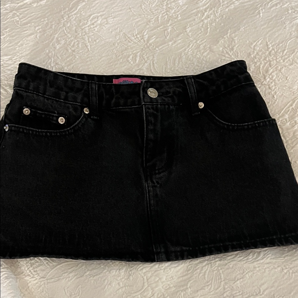 Edikted - XS Black Denim Mini Skirt